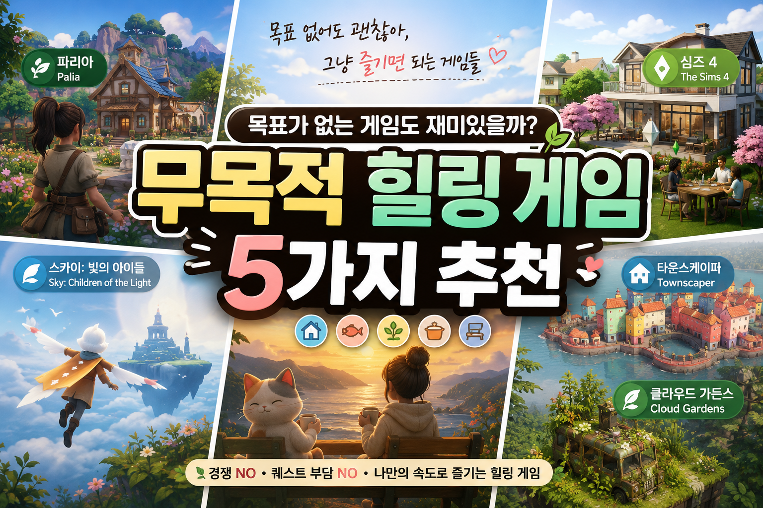 목표가 없는 게임도 재미있을까?무목적 힐링 게임 5가지 추천