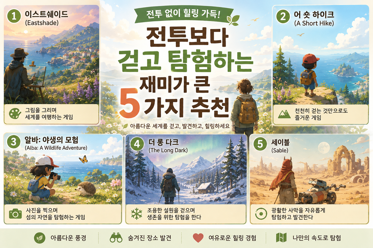 전투보다 걷고 탐험하는 재미가 큰 게임 5가지 추천