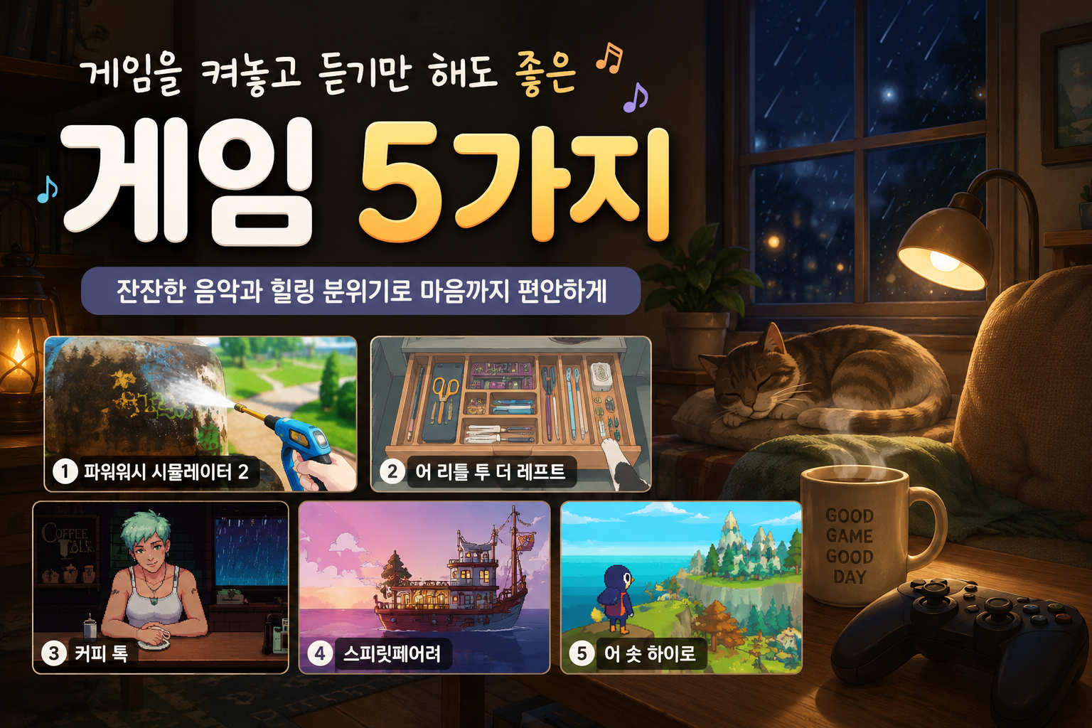게임을 켜놓고 듣기만 해도 좋은 게임 5가지